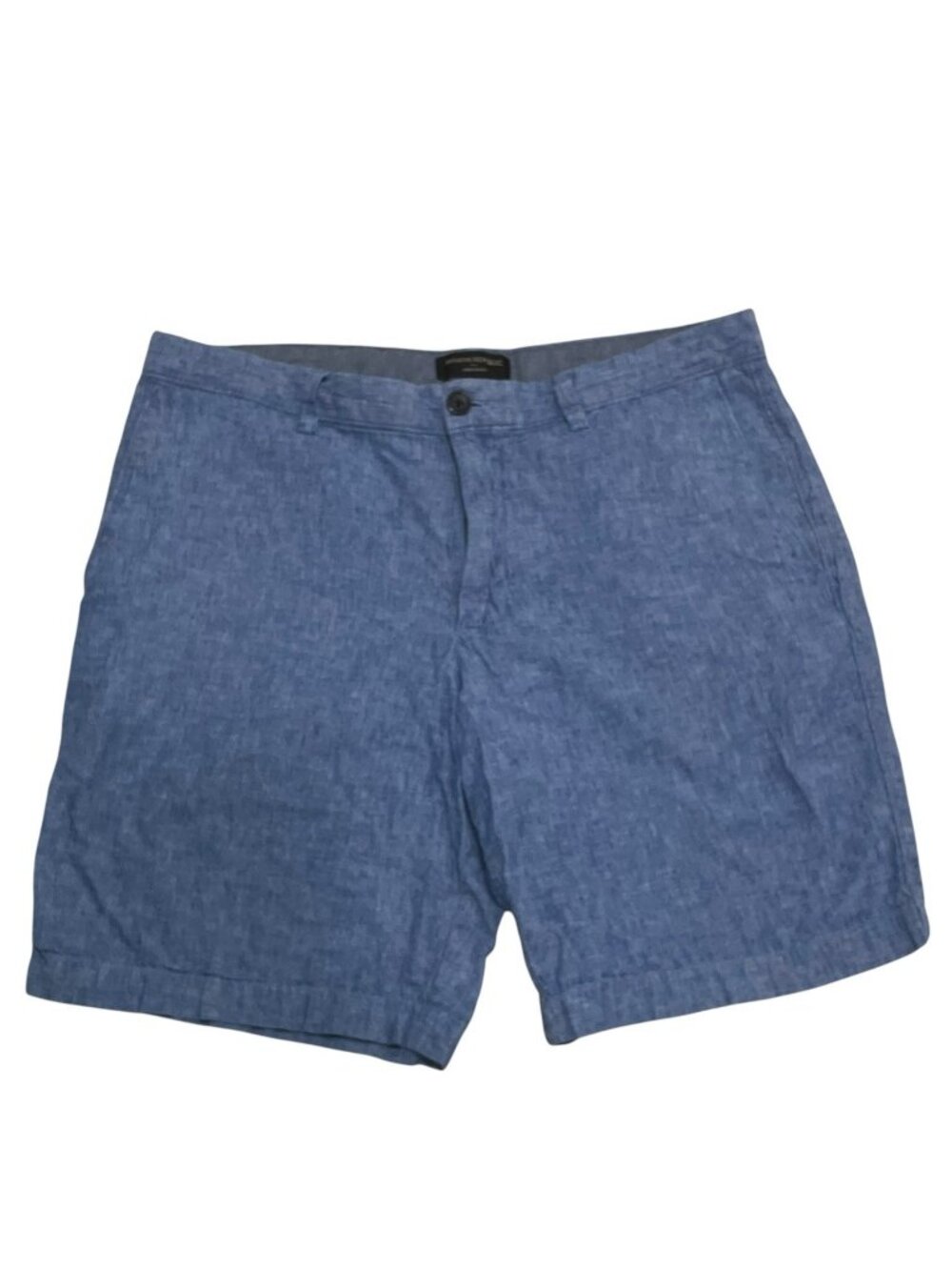 Banana Republic Aiden Linen Blend Shorts Sz 34 Blue Chambray Chino 8" Inseam